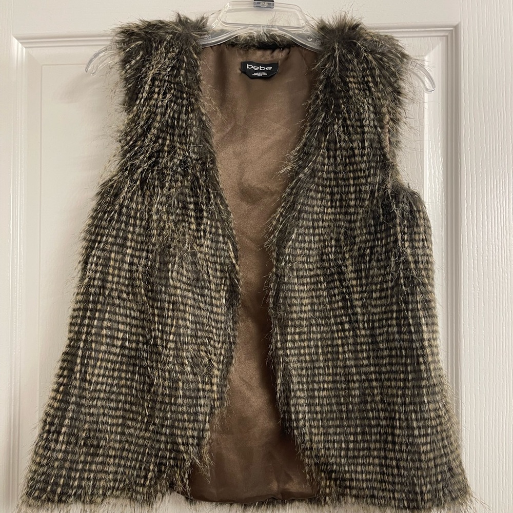 Bebe Vintage Nineties Faux Fur Vest XS EUC